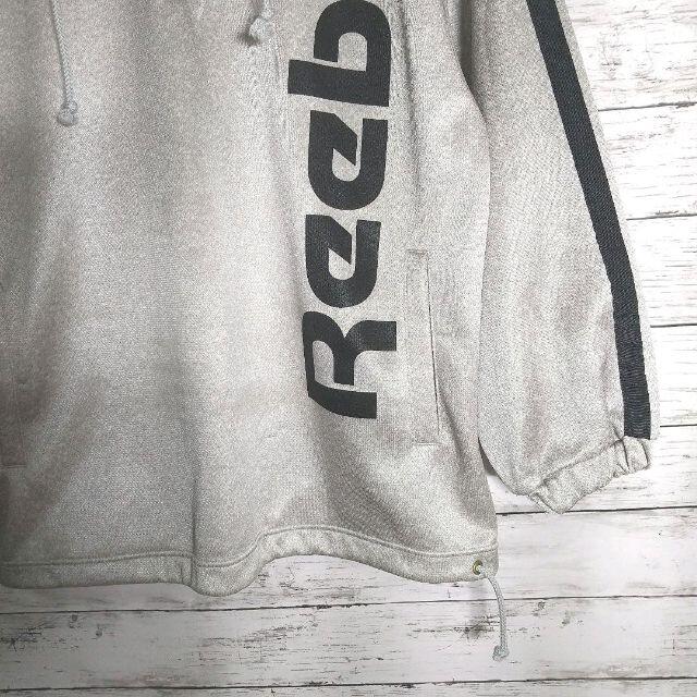 リーボック Reebok パーカー ハーフジップ Mサイズ グレー ビッグロゴ