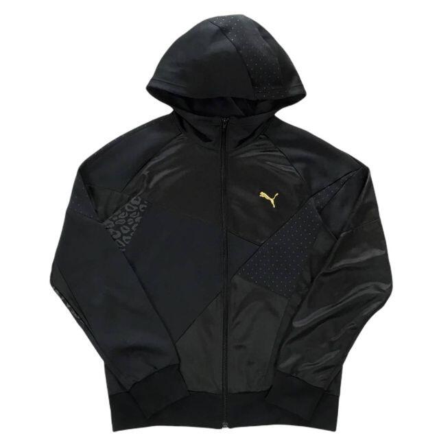 PUMAプーマパッチワークパーカー付きトラックジャケットジャージ黒Lサイズ