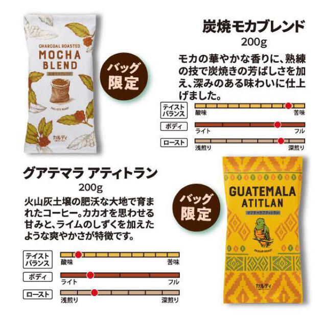 KALDI(カルディ)のカルディ　限定　コーヒーの日バッグからコーヒー豆３種　中挽　珈琲 食品/飲料/酒の飲料(コーヒー)の商品写真