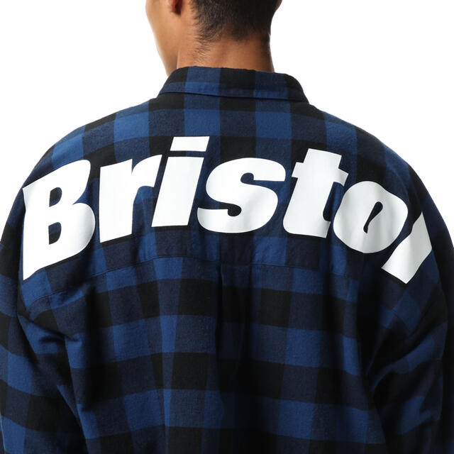 F.C.R.B.(エフシーアールビー)のL FCRB BIG LOGO FLANNEL BAGGY SHIRT ブルー メンズのトップス(シャツ)の商品写真