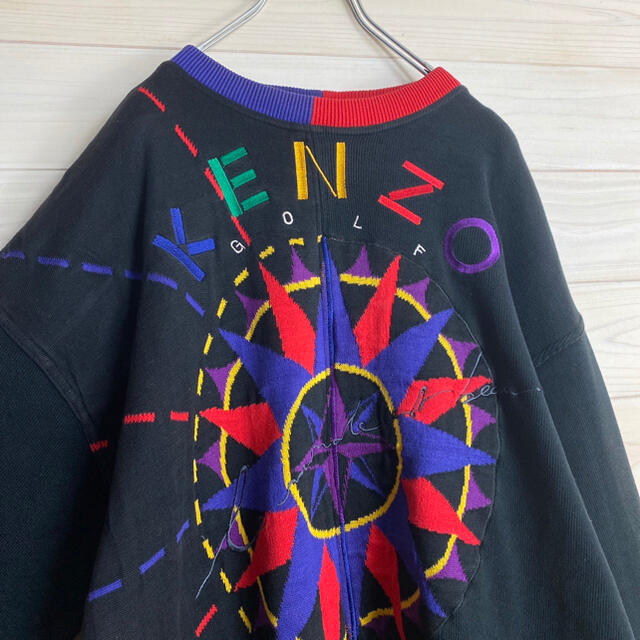 KENZO(ケンゾー)の【超希少デザイン】ケンゾー☆刺繍ロゴ入り総柄スウェット 人気Lサイズ 入手困難 メンズのトップス(スウェット)の商品写真