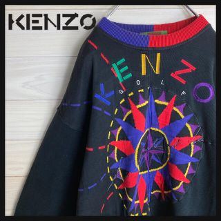 ケンゾー(KENZO)の【超希少デザイン】ケンゾー☆刺繍ロゴ入り総柄スウェット 人気Lサイズ 入手困難(スウェット)