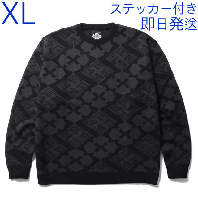 JACQUARD CREW NECK SWEATER BLACK XL-