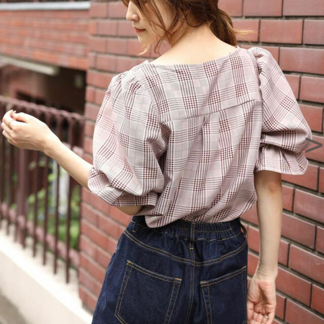 セットアップ チェックキャンディブラウス美シルエットスカートNICE CLAUP