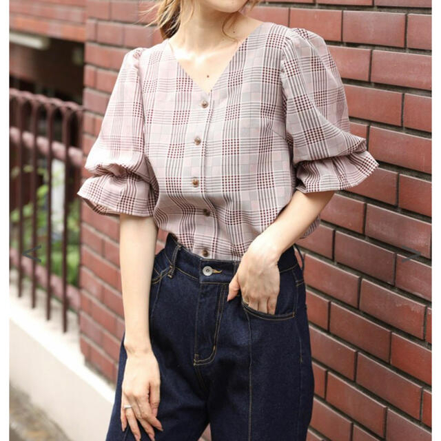 セットアップ チェックキャンディブラウス美シルエットスカートNICE CLAUP