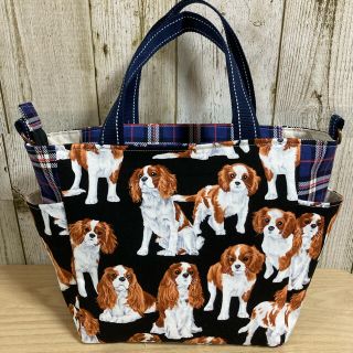 【※1点限り】キャバリア柄　チャック付きトートバッグ(バッグ)
