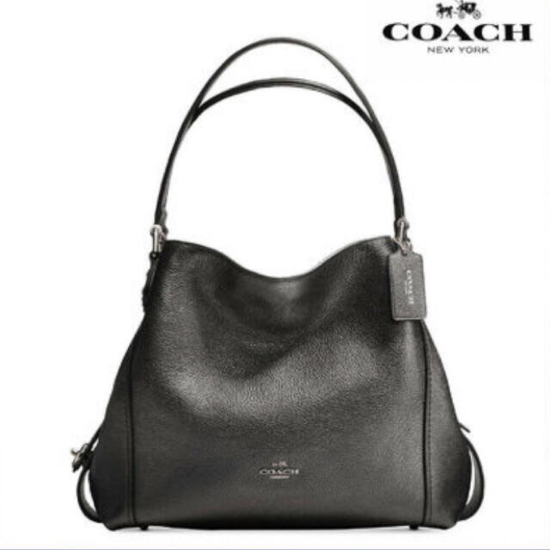 COACH  イーディーショルダーバッグ31  メタリックレザーレディース