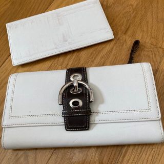 コーチ(COACH)のcoachコーチ　長財布　三つ折り　白✖️ブラウン　2点セット(財布)