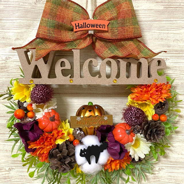 専用】ハロウィン Halloween ウェルカムWelcomeフラワーリース ...