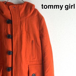 トミーガール(tommy girl)のtommy girl ダッフルコート ウール オレンジ ロングコート 美品(ダッフルコート)