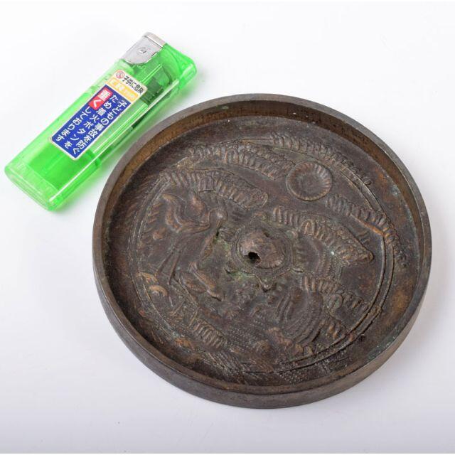 天下一作 古銅 鶴亀松文 銅鏡 古鏡 C R3964 天下一作 古銅 鶴亀松文 銅鏡 古鏡 C R3964