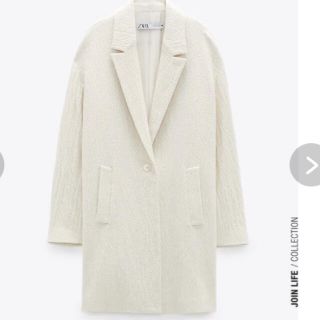 ザラ(ZARA)の未使用　専用　　　　ZARA レリーフ加工　ウール混コートとポンポンニット(チェスターコート)