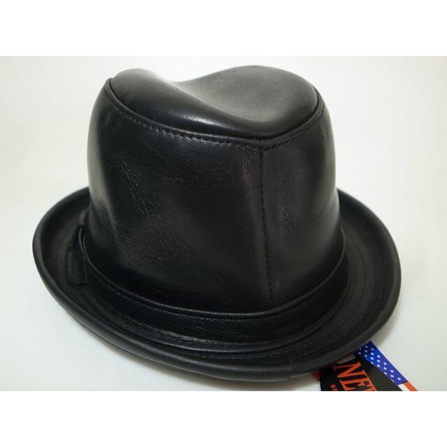 NEW YORK HAT(ニューヨークハット)の新品ニューヨークハットLambskin Fedora本革製 中折れ 黒 L メンズの帽子(ハット)の商品写真