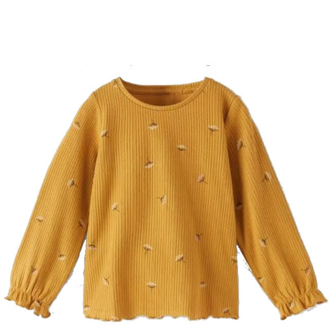 ZARA KIDS(ザラキッズ)の新品未使用✳︎zara kids リブ編みニットTシャツ　長袖　98cm キッズ/ベビー/マタニティのキッズ服女の子用(90cm~)(Tシャツ/カットソー)の商品写真