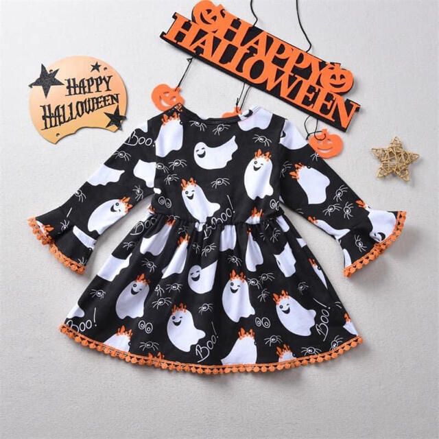 新品　ワンピース　ハロウィン　女の子　キッズ　おばけ　幽霊　可愛い　110 キッズ/ベビー/マタニティのキッズ服女の子用(90cm~)(ワンピース)の商品写真