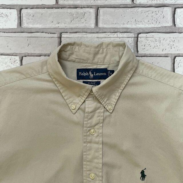 POLO RALPH LAUREN(ポロラルフローレン)の美品 POLOラルフローレン 長袖カラーシャツ ポニーロゴ刺繍 ライトベージュM メンズのトップス(シャツ)の商品写真