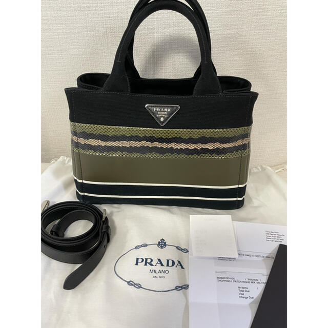 海外並行輸入正規品 PRADA - プラダ カナパ レザー パイソン カーキ ...