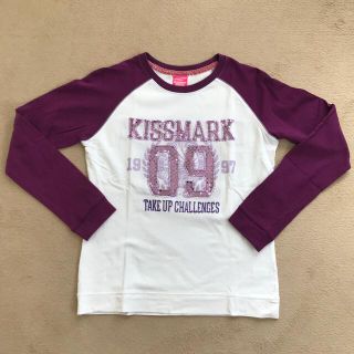 キスマーク(kissmark)の【キスマーク】長袖Tシャツ＊ラグラン袖＊白×パープル＊サイズM(Tシャツ(長袖/七分))