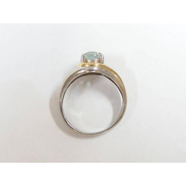 R3803Pt900/K18 アクアマリン2.02ct ダイヤ0.12ct 指輪 16号