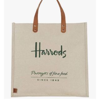 ハロッズ(Harrods)のハロッズ　ジュート　レザーハンドル　トートバッグ　ショッピングバッグ(トートバッグ)