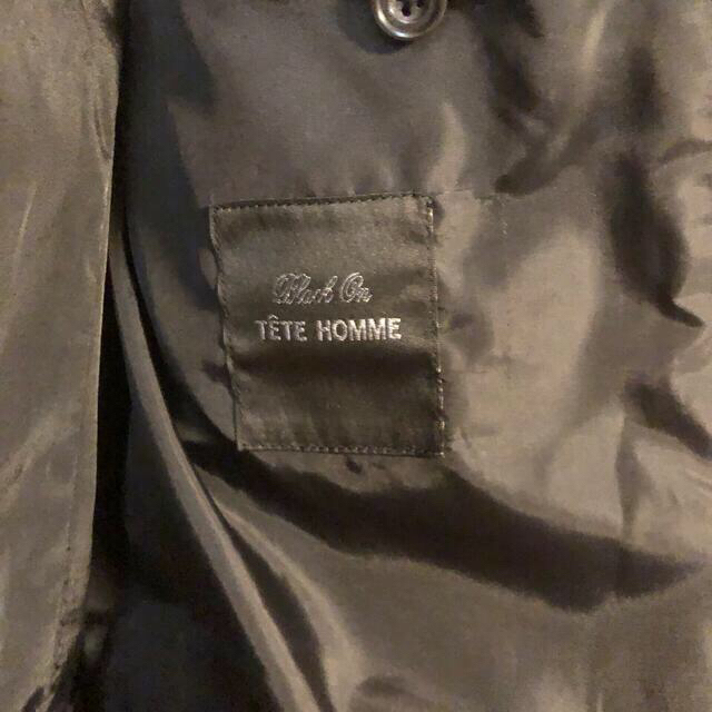 TETE HOMME(テットオム)の【最終値下げ】濃緑チェスターコートM　tete homme black on メンズのジャケット/アウター(チェスターコート)の商品写真
