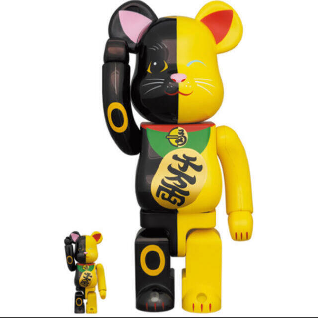 エンタメ/ホビーBE@RBRICK 招き猫 100% 400% 黒×黄