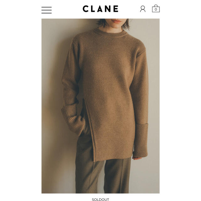 クラネ　CLANE SLANT CUT KNIT TOPSトップス