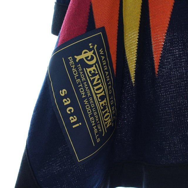 sacai(サカイ)のサカイ ラップスカート ロング ペンドルトン コットン S ネイビー オレンジ レディースのスカート(ロングスカート)の商品写真