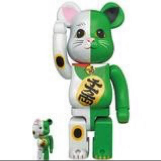 BE@RBRICK 招き猫 白×緑 100% & 400%