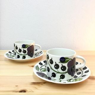 アラビア(ARABIA)のしー様専用♡【新品】アラビア ティーカップ&ソーサー パープル 2客セット(食器)