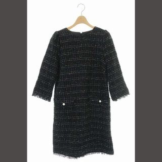 ジャスグリッティー(JUSGLITTY)のジャスグリッティー 18AW ワンピース ツイード ひざ丈 七分袖 1 黒(ひざ丈ワンピース)