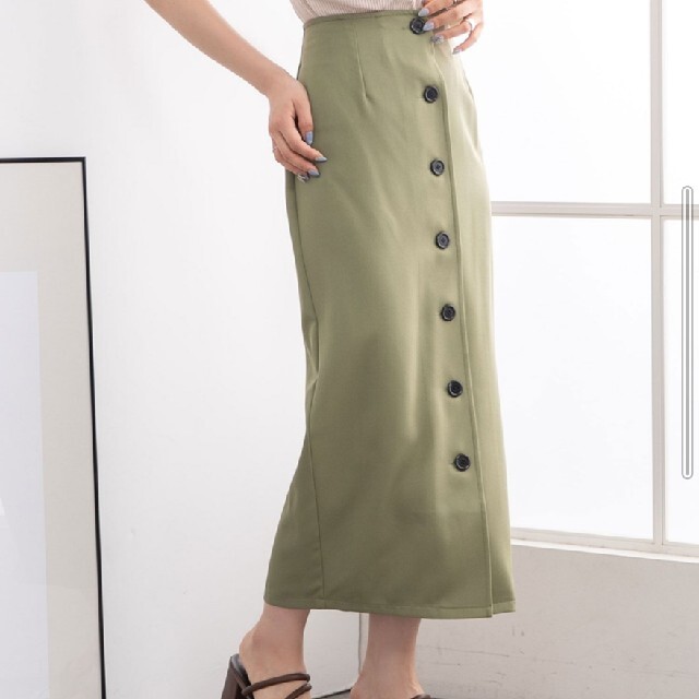 夢展望(ユメテンボウ)の前ボタンハイウエストスカート レディースのスカート(ロングスカート)の商品写真