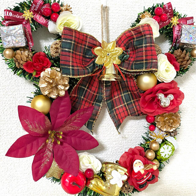 耳型 Xmas クリスマス フラワーリース ＆ ダッフィー シェリーメイ セット ハンドメイドのフラワー/ガーデン(リース)の商品写真