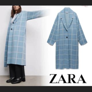 ザラ(ZARA)の最終お値下げ！ZARA チェックニットコート(ロングコート)