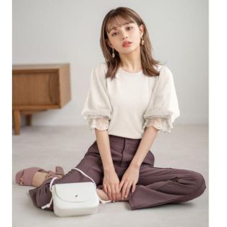 グレイル(GRL)の袖チュールバックリボンテレコトップス(シャツ/ブラウス(半袖/袖なし))