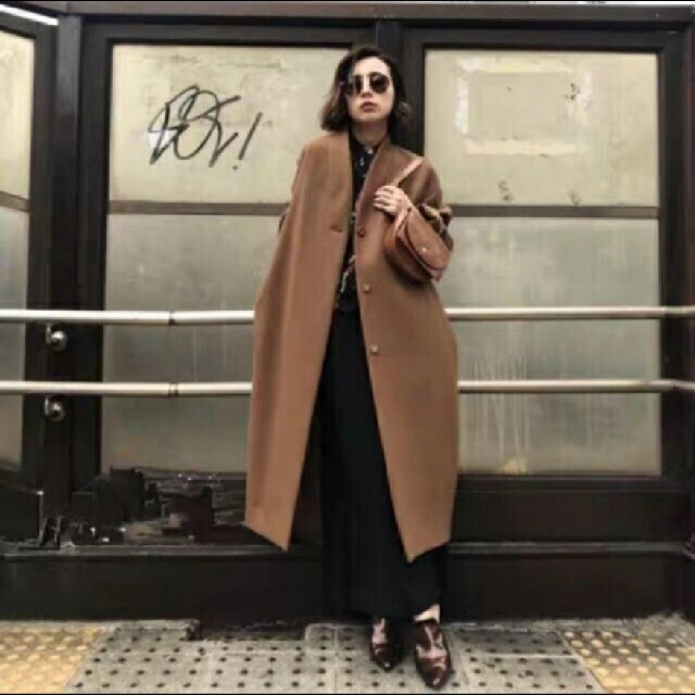 Ameri VINTAGE  SIMPLE NOCOLLAR COAT