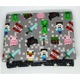 ハンドメイド　移動ポケット　マイクラ　グレー(外出用品)