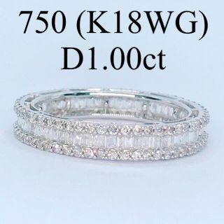 1.00ct フルエタニティ ダイヤモンドリング 750(K18WG) 1ct(リング(指輪))