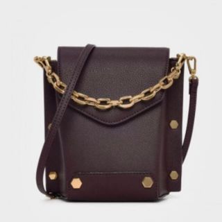 チャールズアンドキース(Charles and Keith)のショルダーバッグ シンプル ゴールドチェーン ミニバッグ 上品 紫 パープル(ショルダーバッグ)