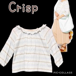 クリスプ(Crisp)のクリスプ　７分袖衿フリル花ボーダートップス(シャツ/ブラウス(長袖/七分))