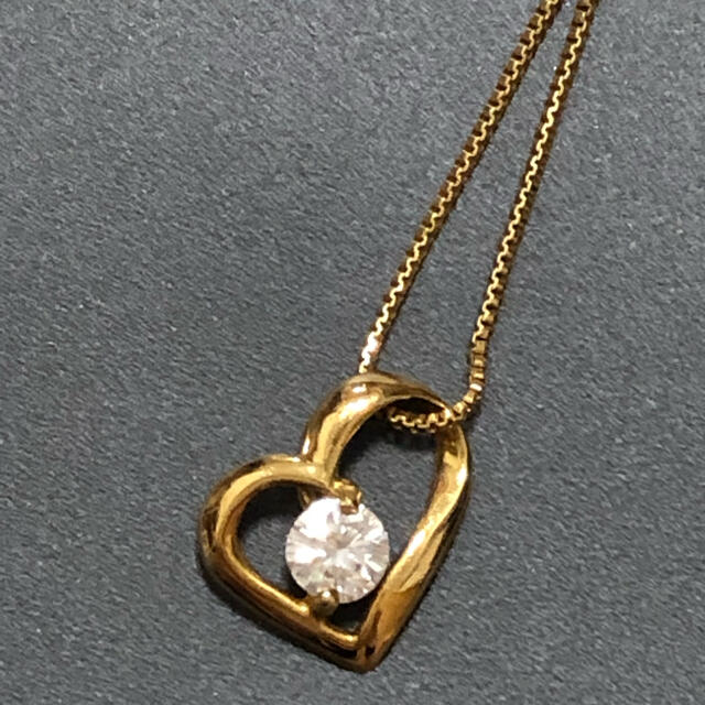 ハートネックレス k18 イエローゴールド 0.10ct レディースのアクセサリー(ネックレス)の商品写真