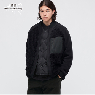 ホワイトマウンテニアリング(WHITE MOUNTAINEERING)のユニクロ　ホワイトマウンテニアリング　フリースオーバーサイズジャケット　黒　XL(ブルゾン)