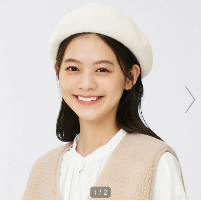 UNIQLO(ユニクロ)のGU ベレーハット 黒 タグ付き レディースの帽子(ハンチング/ベレー帽)の商品写真