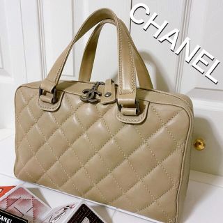 CHANEL ボストンバッグ ワイルドステッチ ベージュ 保証書有り