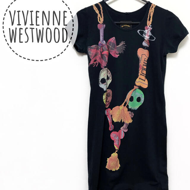 Vivienne Westwood(ヴィヴィアンウエストウッド)のVIVIENNE  WESTWOOD 騙し絵 プリント 半袖 ワンピース レディースのワンピース(ひざ丈ワンピース)の商品写真