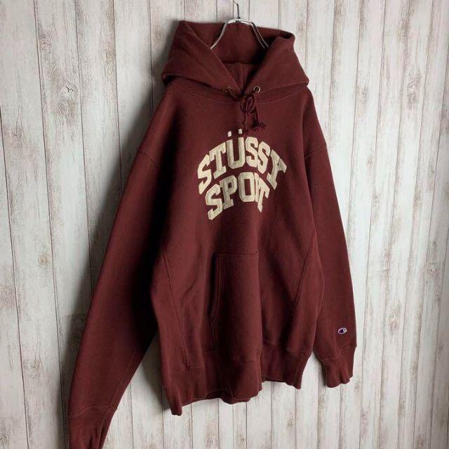 OLD STUSSY ステューシー パーカー ブラウン デカロゴ