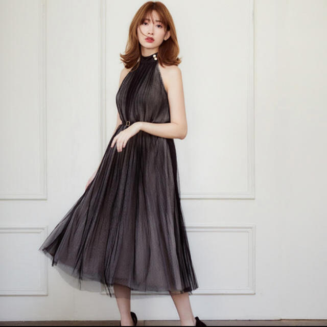 herlipto pleated tulle midi dress