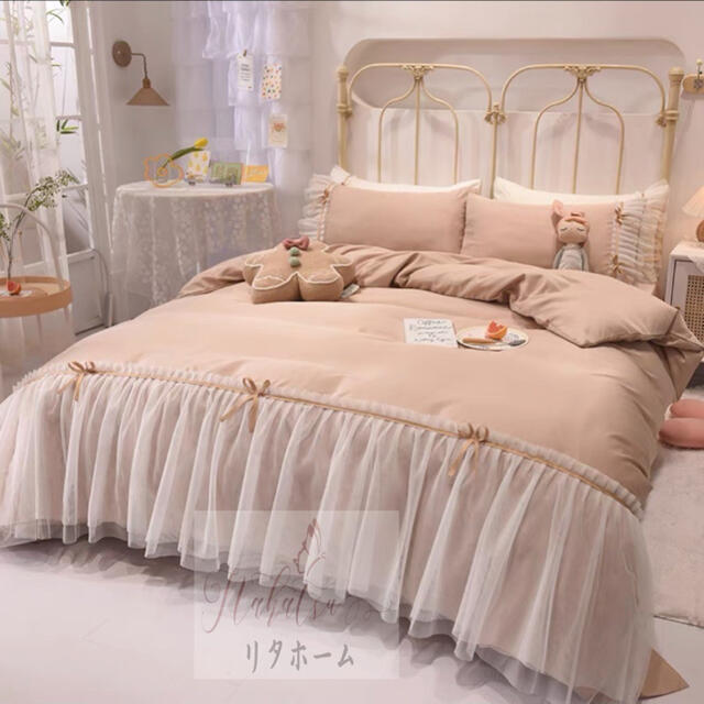 ワイドダブル ベッド用品4点セット ．寝具 枕カバー掛け布団カバー ベッドパッド