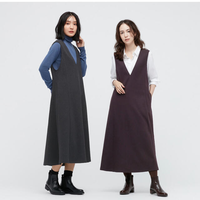 UNIQLO(ユニクロ)の新品　ユニクロ　UNIQLO ジャージー　ジャンパースカート　新作　ワンピース レディースのワンピース(ロングワンピース/マキシワンピース)の商品写真