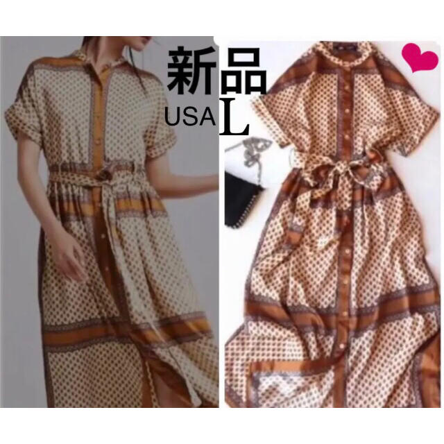 正規小売店 新品 Zara ワンピース ｌ ペイズリー スカーフ柄 秋色 秋服 秋ワンピ 割引ネット Anaisdecor Gr